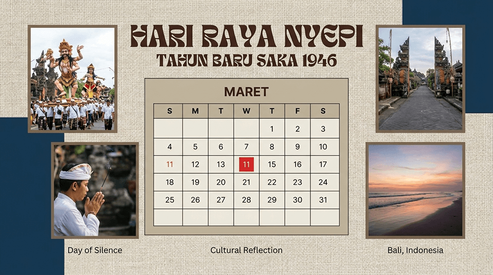 Hari Raya Nyepi - Hari Libur Nasional Indonesia, Tahun Baru Saka dan hari Catur Brata Penyepian di Bali